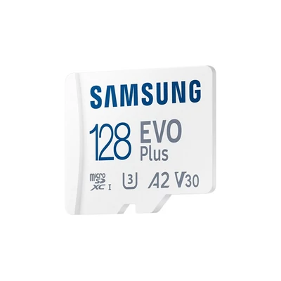 SAMSUNG Memóriakártya, EVO Plus microSDXC kártya ,128GB, UHS-1, U3, V30, A2, + SD Adapter, R160/W