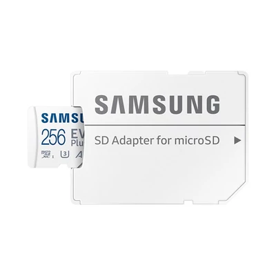 SAMSUNG Memóriakártya, EVO Plus microSD kártya (2021) 256GB, CLASS 10, UHS-1, U3, V30, A2, + Adapter, R160/W