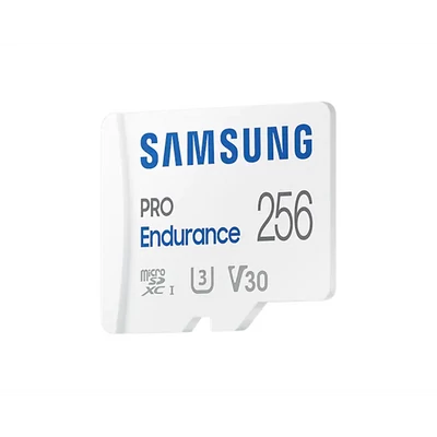 SAMSUNG Memóriakártya, PRO Endurance microSD kártya 256GB, CLASS 10, UHS-I (SDR104), + SD Adapter, R100/W40