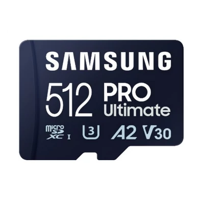 SAMSUNG Memóriakártya, PRO Ultimate microSD 512GB, Class 10, V30, A2, Grade 3 (U3), R200/W130
