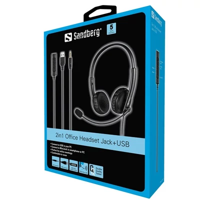 SANDBERG Fejhallgató mikrofonnal, 2in1 Office Headset Jack+USB