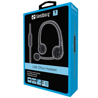 SANDBERG Headset mikrofonnal, USB Office Headset