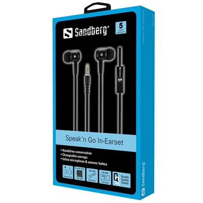 SANDBERG Fülhallgató, Speak’n Go In-Earset Black