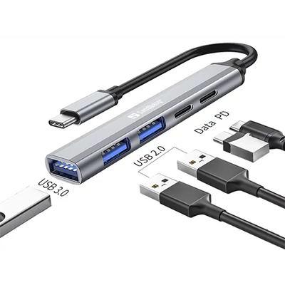 SANDBERG Hub és elosztó, USB-C to 3xUSB-A+2xUSB-C SAVER