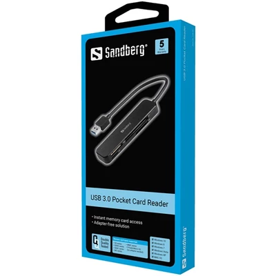 SANDBERG Kártyaolvasó, USB 3.0 Pocket Card Reader
