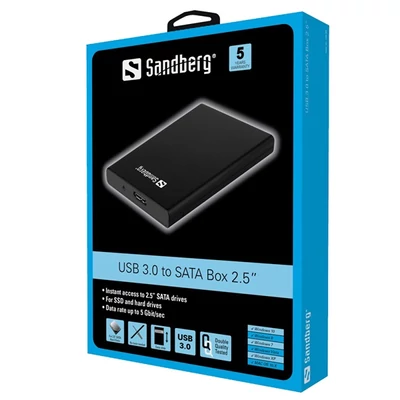 SANDBERG Merevlemez-tartozék, SSD USB 3.0 to SATA Box 2.5"