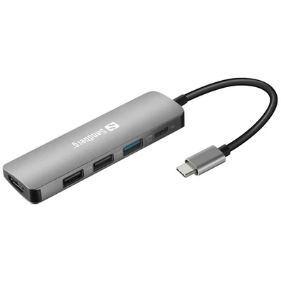 SANDBERG USB-C dokkoló, USB-C Dock HDMI+3xUSB+PD 100W