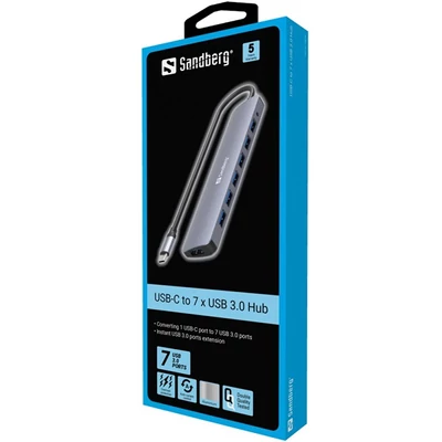 SANDBERG USB-C tartozék 136-40, USB-C to 7 x USB 3.0 Hub