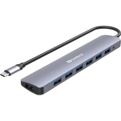 SANDBERG USB-C tartozék 136-40, USB-C to 7 x USB 3.0 Hub