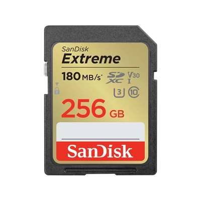 SANDISK 121581, SDXC EXTREME KÁRTYA 256GB, 180/130 MB/s , UHS-I, Class 10, U3, V30