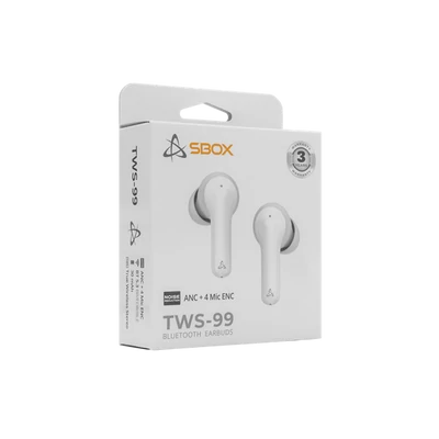 SBOX EARBUDS Headphones + microphone SBOX Bluetooth EB-TWS99 / White ANC+ 4 Mic ENC