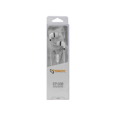 SBOX Füllhallgató, EARPHONES + MICROPHONE, White