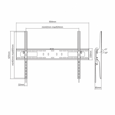 SBOX Fali konzol PLB-4269T, WALL MOUNT (60-100", max. 75 kg, max.VESA: 900x600 mm)