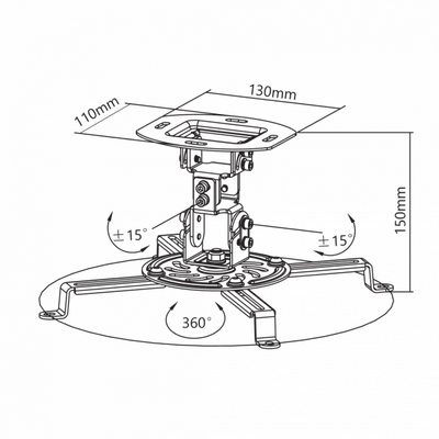 SBOX PM-18 Mennyezeti projektor tartó konzol, forgatható, dönthető, max. 13.5 kg