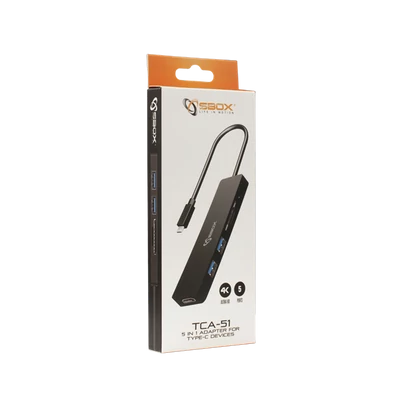 SBOX Dokkoló TCA-51, ADAPTER USB TYPE-C -> HDMI/USB-3.0/SD+TF - 5in1