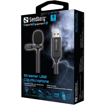 SANDBERG Mikrofon, Streamer USB Clip Microphone