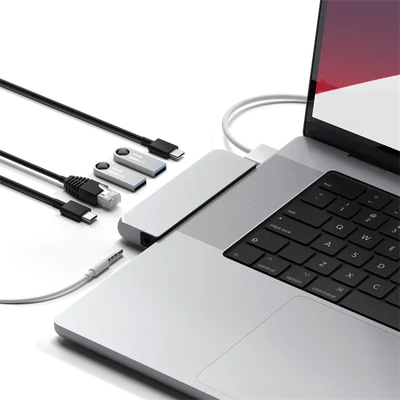 Satechi Aluminium Pro Hub Mini (1xUSB4 96W  6K display output, 2 x USB-A 3.0, 1x  Lan, 1xUSB-C, 1xAudio) - silver