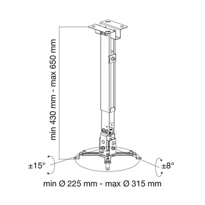 TECHLY ICA-PM 16 univerzális oldalfali / mennyezeti projektor konzol, 43-65 cm, ezüst
