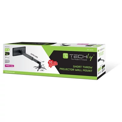 TECHLY ICA-PM 21 univerzális oldalfali konzol ST/UST projektorhoz, 92-152 cm, fekete