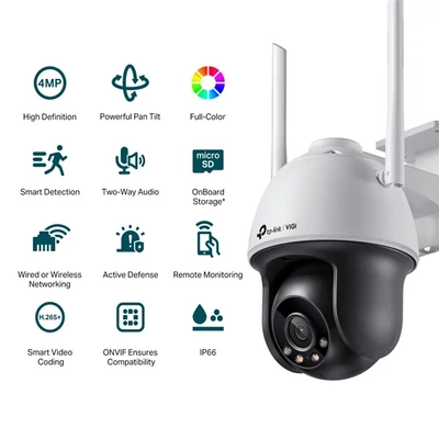 TP-LINK IP & Wi-Fi-s Kamera kültéri éjjellátó 4megapixel, 4mm Objektív, VIGI C540-W(4MM)