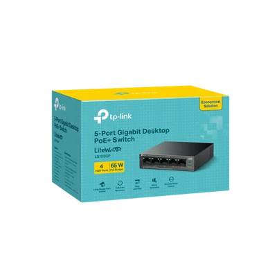 TP-LINK Switch 5x1000Mbps (4xPOE+) Fémházas Asztali, LS105GP
