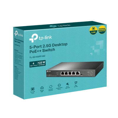 TP-LINK Switch 5x2.5G(4xPOE++) Fémházas Asztali, TL-SG105PP-M2