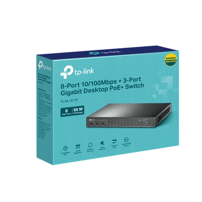 TP-LINK Switch 8x100Mbps(8xPOE+) + 2x1000Mbps + 1xGigabit SFP, TL-SL1311P
