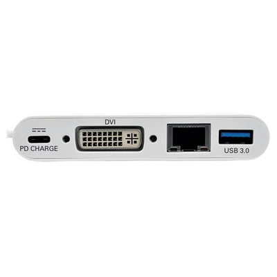 TRIPP LITE USB-C adapter, DVI, USB-A Port, Gbe and PD Charging, fehér