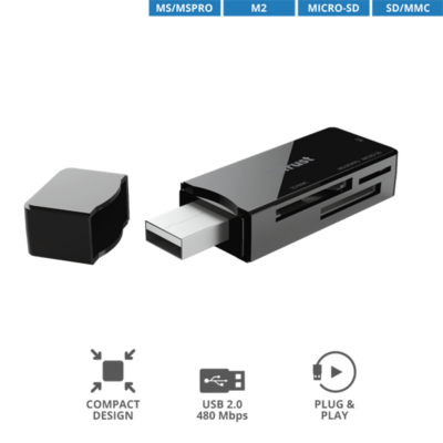 TRUST 2.0-ás USB-s kártyaolvasó 21934 (Nanga USB 2.0 Card Reader)
