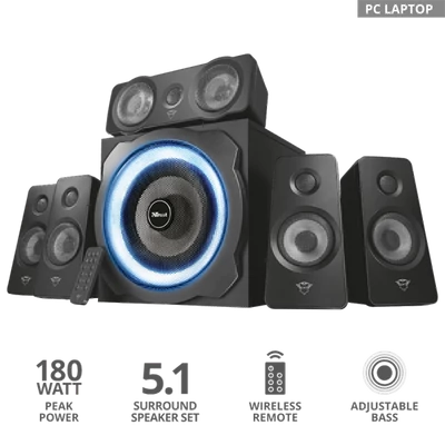 TRUST 5.1 térhatású hangszórórendszer 21738 (GXT 658 Tytan 5.1 Surround Speaker System)