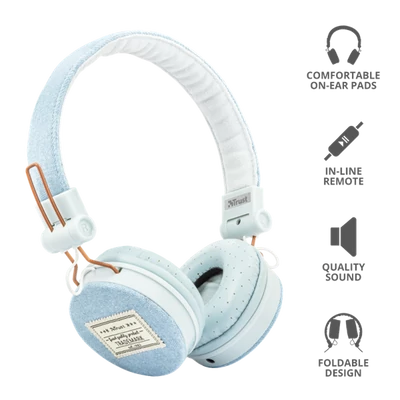 TRUST Fejhallgató 23610 (Fyber Headphones - light denim)
