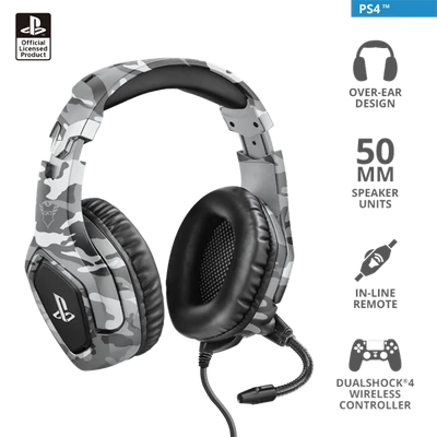 TRUST Mikrofonos fejhallgató PS4™-hez 23531 (GXT 488 Forze PS4 Gaming Headset PlayStation® - grey)