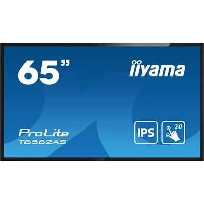 iiyama 24/7 interaktív kijelző, 64,5", 3840x2160, 16:9, 500cd, 8ms, 1200:1, HDMI/USB/Ethernet, T6562AS