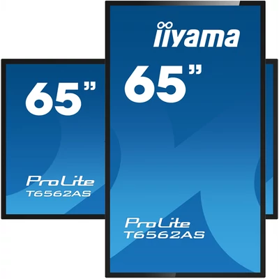 iiyama 24/7 interaktív kijelző, 64,5", 3840x2160, 16:9, 500cd, 8ms, 1200:1, HDMI/USB/Ethernet, T6562AS