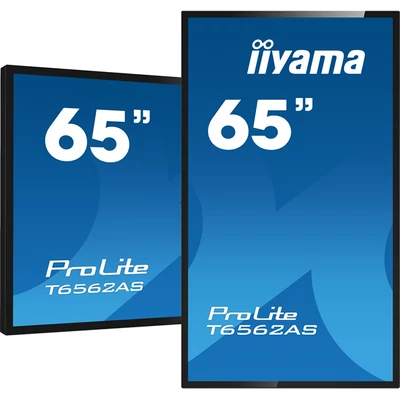 iiyama 24/7 interaktív kijelző, 64,5", 3840x2160, 16:9, 500cd, 8ms, 1200:1, HDMI/USB/Ethernet, T6562AS