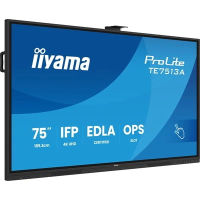 iiyama touch IPS monitor, 75", 3840 x 2160, 16:9, 450cd, 8ms, 1200:1, HDMIx3/DP/USB-Cx2/USBx5/RJ45x2/RS-232C
