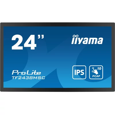 iiyama touch monitor, 23,8", 1920 x 1080, 16:9, 600cd, 5ms, 1000:1, HDMI/DP/USBx2 TF2438MSC-B1